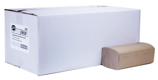 PRO ECO+ V-Fold 2 Ply Unbleached Hand Towels – 22 x 21 cm