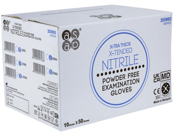 ASAP X-tra Thick X-Tended Blue Nitrile Gloves - Image 4