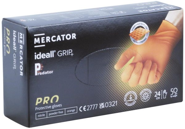 Mercator Ideall Grip Orange Nitrile Gloves 50's - Image 2