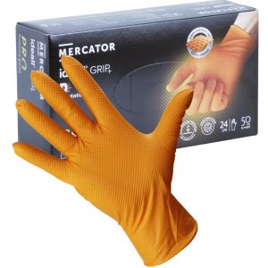 Mercator Ideall Grip Orange Nitrile Gloves 50's