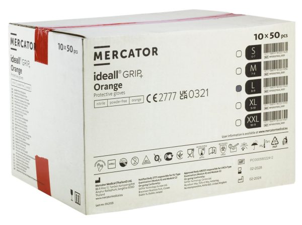Mercator Ideall Grip Orange Nitrile Gloves 50's - Image 5