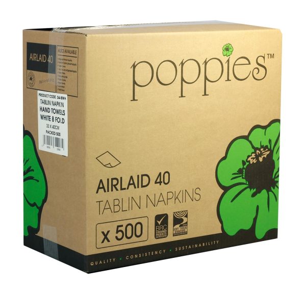 Poppies Airlaid White 8-Fold Napkin / Hand Towel – 33 x 40 cm - Image 2