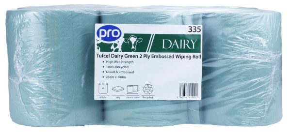 PRO Tufcel Dairy Green Centrefeed Roll 2 Ply 140m