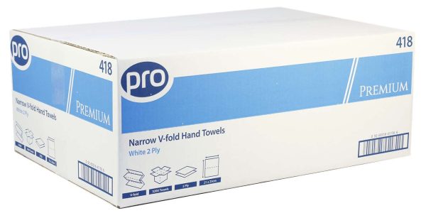 PRO Premium V-Fold White 2 Ply Paper Towels – Narrow Width (21 x 23 cm) - Image 2