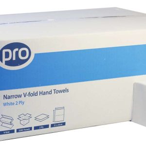 PRO Premium V-Fold White 2 Ply Paper Towels – Narrow Width (21 x 23 cm)
