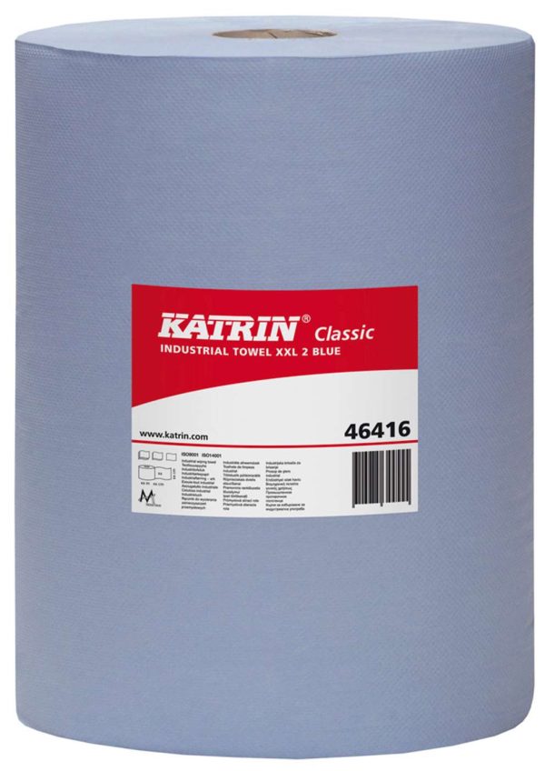 Katrin Classic XXL 2 Ply Blue Industrial Wiping Rolls - Image 2