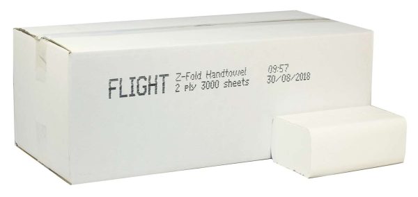Z-Fold 2 Ply White Flushable Paper Towels – 20.3 x 24 cm