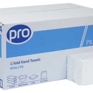PRO Premium C-Fold 2 Ply White Paper Towels – 22 x 31 cm