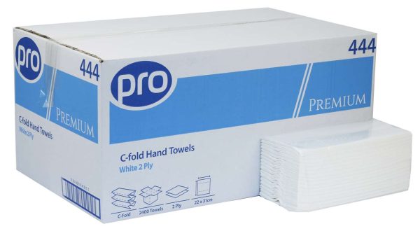 PRO Premium C-Fold 2 Ply White Paper Towels – 22 x 31 cm