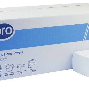 PRO Z-Fold 2 Ply White Paper Towels 22 x 24cm