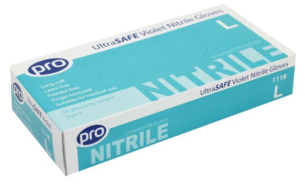 PRO UltraSAFE Violet Long Cuff Nitrile Gloves 50's - Image 2