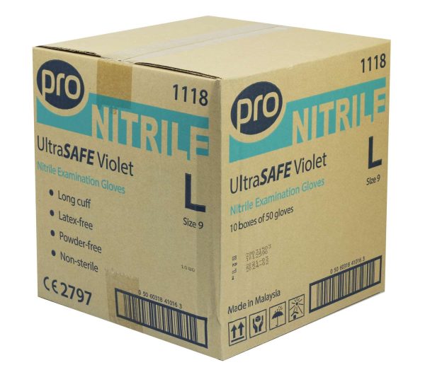 PRO UltraSAFE Violet Long Cuff Nitrile Gloves 50's - Image 4