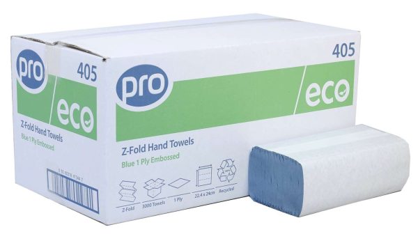 PRO Eco Z-Fold 1 Ply Blue Paper Towel – 22.4 x 24 cm