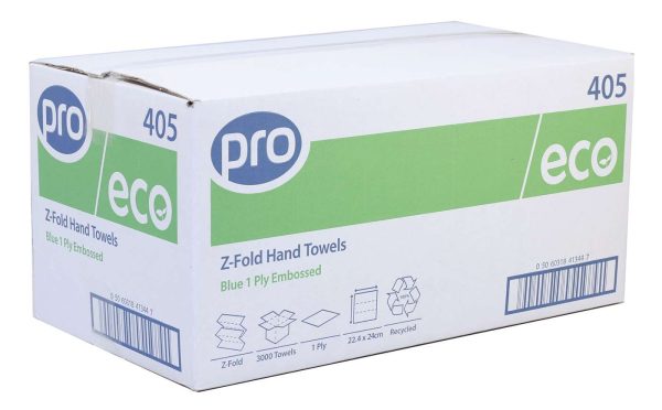 PRO Eco Z-Fold 1 Ply Blue Paper Towel – 22.4 x 24 cm - Image 2