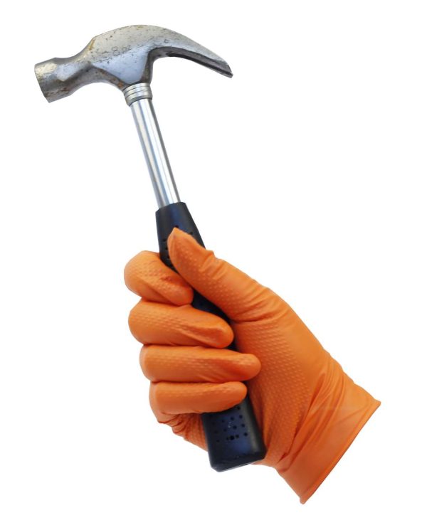 PRO Diamond Grip Orange Nitrile Gloves 100's/90's - Image 2