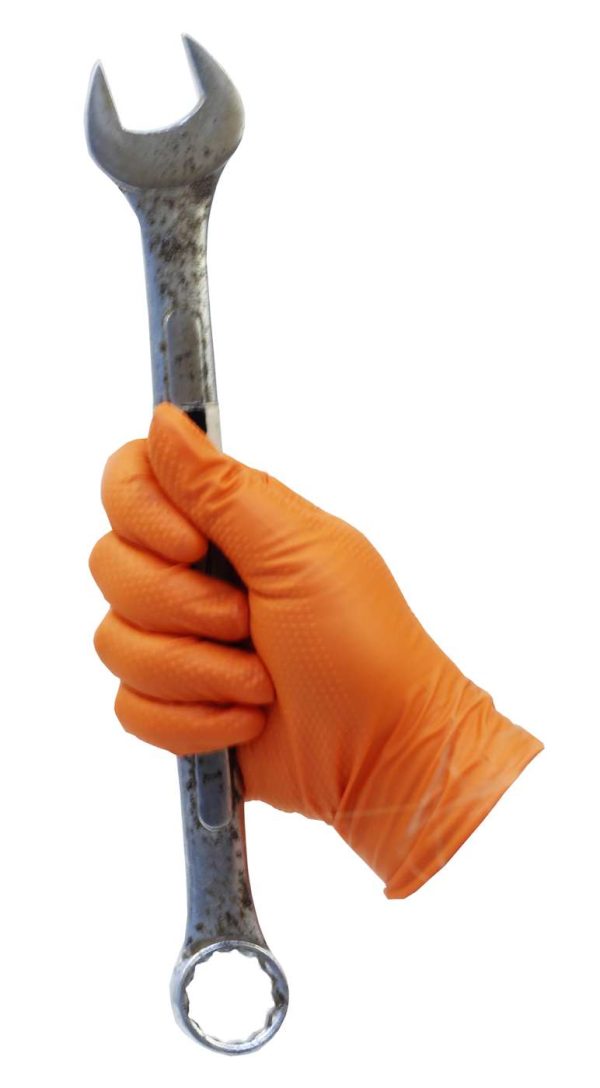 PRO Diamond Grip Orange Nitrile Gloves 100's/90's - Image 4