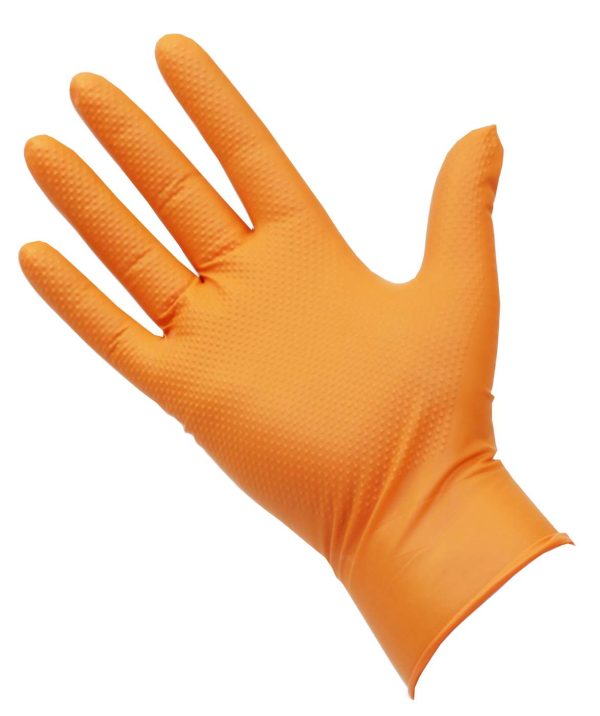 PRO Diamond Grip Orange Nitrile Gloves 100's/90's - Image 5