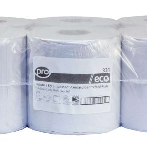 PRO White 2 Ply Centrefeed Roll 16.5cm x 120m