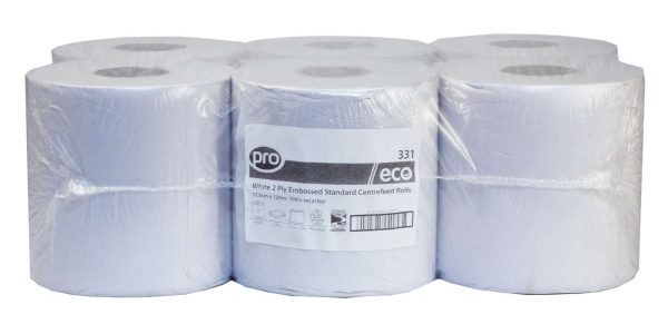 PRO White 2 Ply Centrefeed Roll 16.5cm x 120m