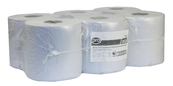 PRO White 2 Ply Centrefeed Roll 16.5cm x 120m - Image 2