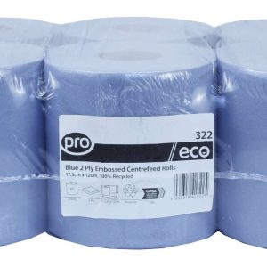 PRO Blue 2 Ply Centrefeed Roll 16.6cm x 120m