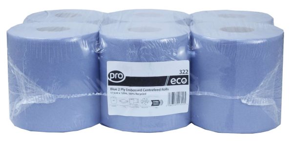 PRO Blue 2 Ply Centrefeed Roll 16.6cm x 120m