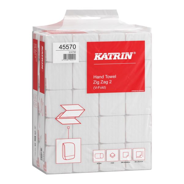 Katrin Classic Zig Zag 2 Ply White Handypack Paper Towels – 23 x 22.4 cm - Image 2