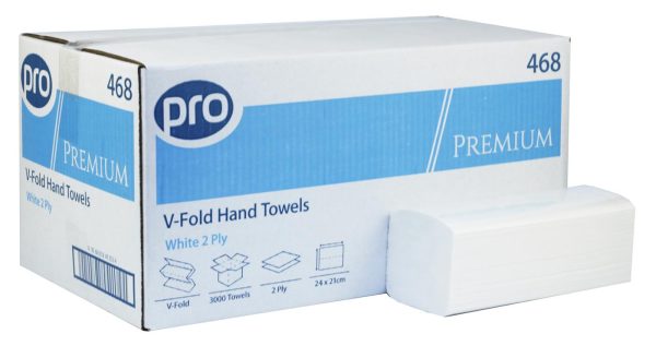 PRO Premium V-Fold 2 Ply White Paper Towels – 24 x 21 cm - Image 2
