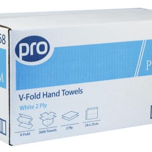 PRO Premium V-Fold 2 Ply White Paper Towels – 24 x 21 cm