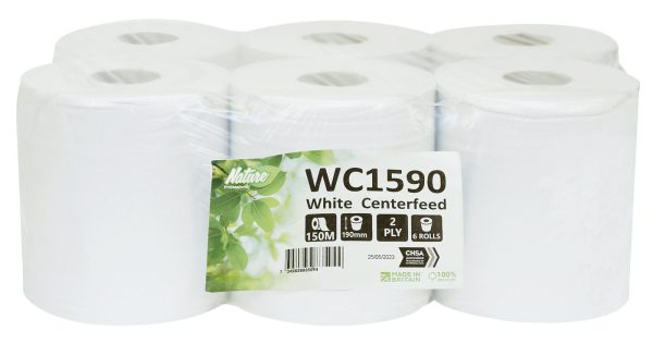 White 2 Ply Centrefeed Roll 17.5cm x 150m