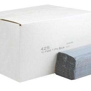 C-Fold 1-Ply Blue Paper Towels – 22 x 25 cm