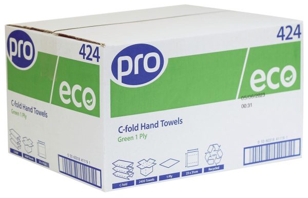 PRO Eco C-Fold 1 Ply Green Paper Towels – 22 x 31 cm - Image 2