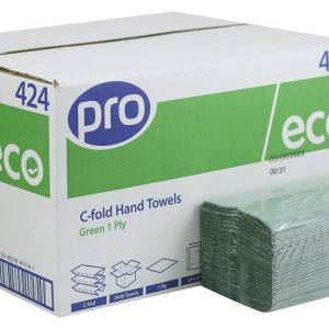 PRO Eco C-Fold 1 Ply Green Paper Towels – 22 x 31 cm