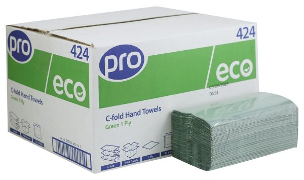 PRO Eco C-Fold 1 Ply Green Paper Towels – 22 x 31 cm