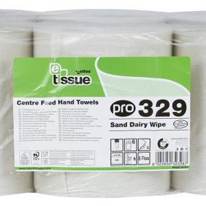 PRO 3 Ply Sand Dairy Wipe Centrefeed Roll 22cm x 114m