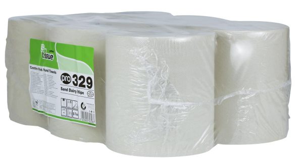 PRO 3 Ply Sand Dairy Wipe Centrefeed Roll 22cm x 114m - Image 2