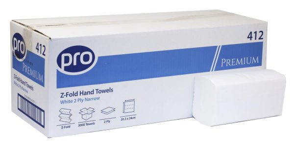 PRO Premium Z-Fold 2 Ply White Paper Towels – 20.3 x 24 cm