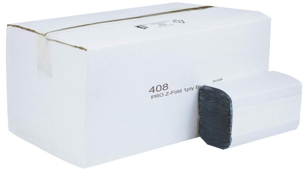 PRO Eco Z-Fold 1 Ply Blue Hand Towels – 20.3 x 24 cm