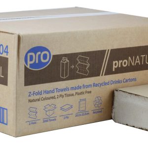 PRO Natural Z-Fold 2 Ply Paper Towels 20.3 x 22.5cm Narrow Width