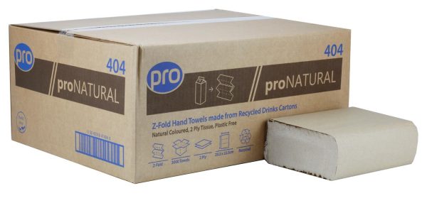 PRO Natural Z-Fold 2 Ply Paper Towels 20.3 x 22.5cm Narrow Width