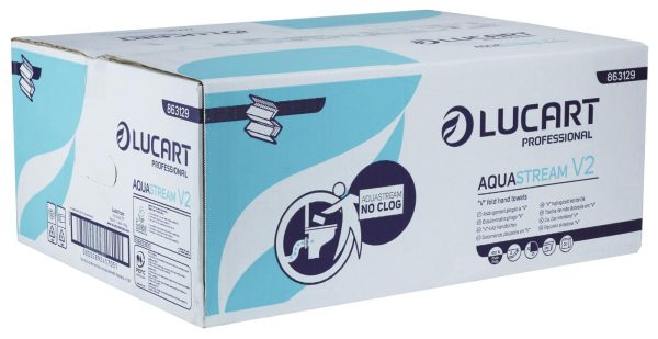 Lucart AquaStream V-Fold 2 Ply White Hand Towels – 21 x 21 cm Narrow Width - Image 2