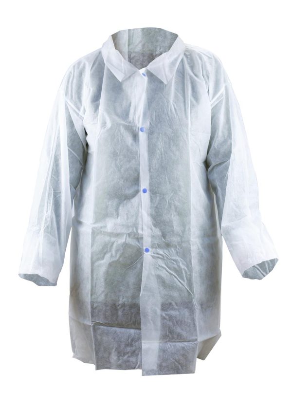 Polypropylene Lab/Visitor Coats - Stud Fastening 1 box of 50 coats