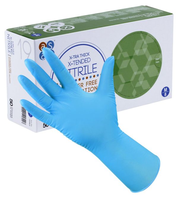 ASAP X-tra Thick X-Tended Blue Nitrile Gloves