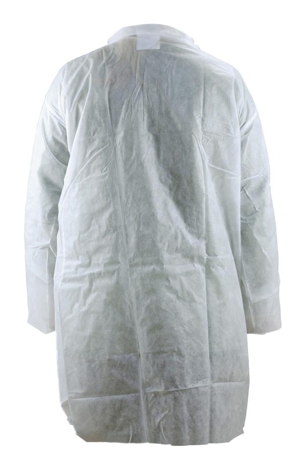 Polypropylene Lab/Visitor Coats - Stud Fastening 1 box of 50 coats - Image 2