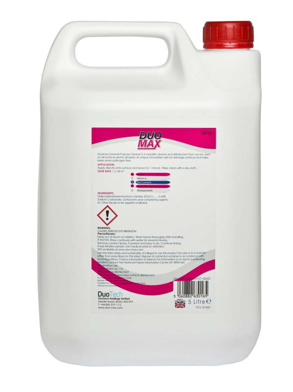 DuoMax General Purpose Cleaner and Disinfectant 2 x 5L - Image 4